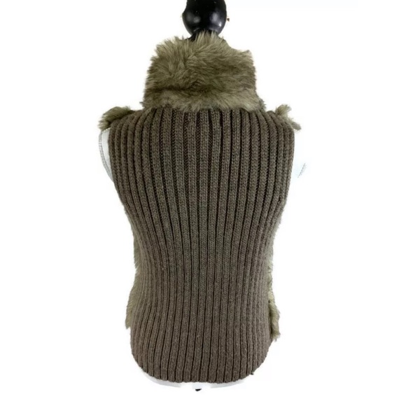 KENAR Brown Wool Faux Fur Full Zip Vest - Picture 3 of 4